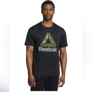 Reebok Black Short-Sleeve Tee with Neon Yellow Logo